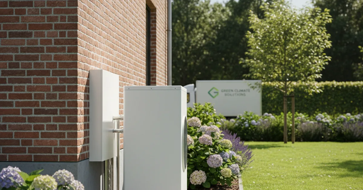 Airco of warmtepomp: wat is het verschil en wat kies je in 2026? Moderne airco-unit naast een lucht-water warmtepomp buitenunit in een Belgische tuin