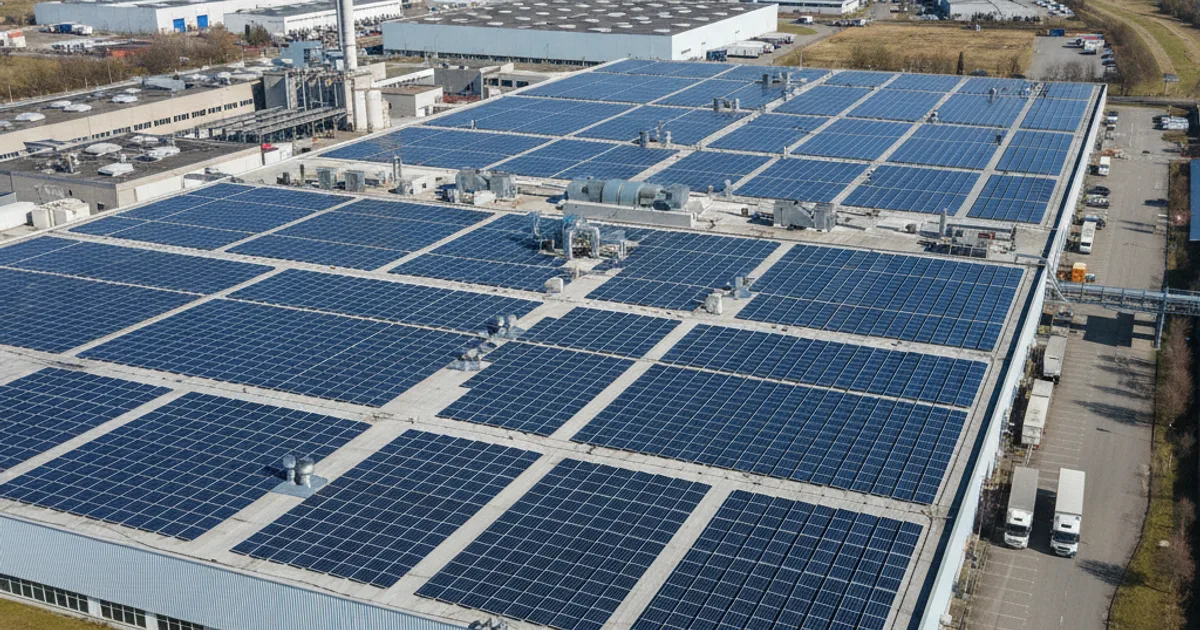 Zonnepanelen voor bedrijven: investering, subsidie en terugverdientijd in 2026 Grote commerciële zonnepaneelinstallatie op een plat dak van een Belgisch bedrijf