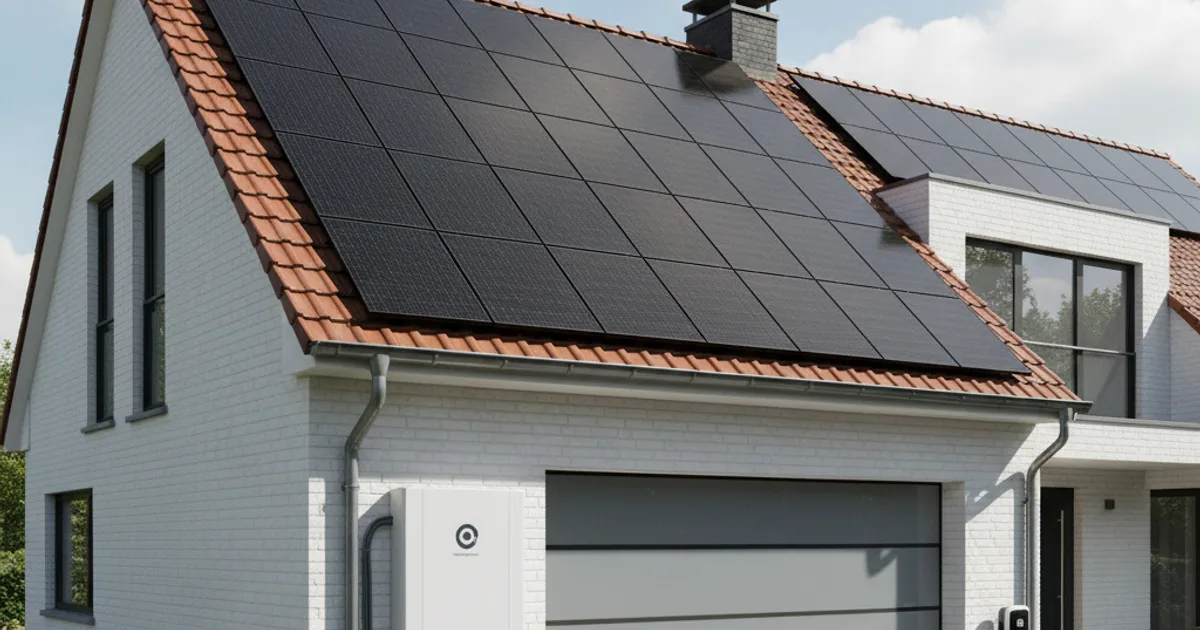 Zonnepanelen met batterij: het complete pakket vergeleken in 2026 Belgisch huis met zonnepanelen en thuisbatterij in de garage